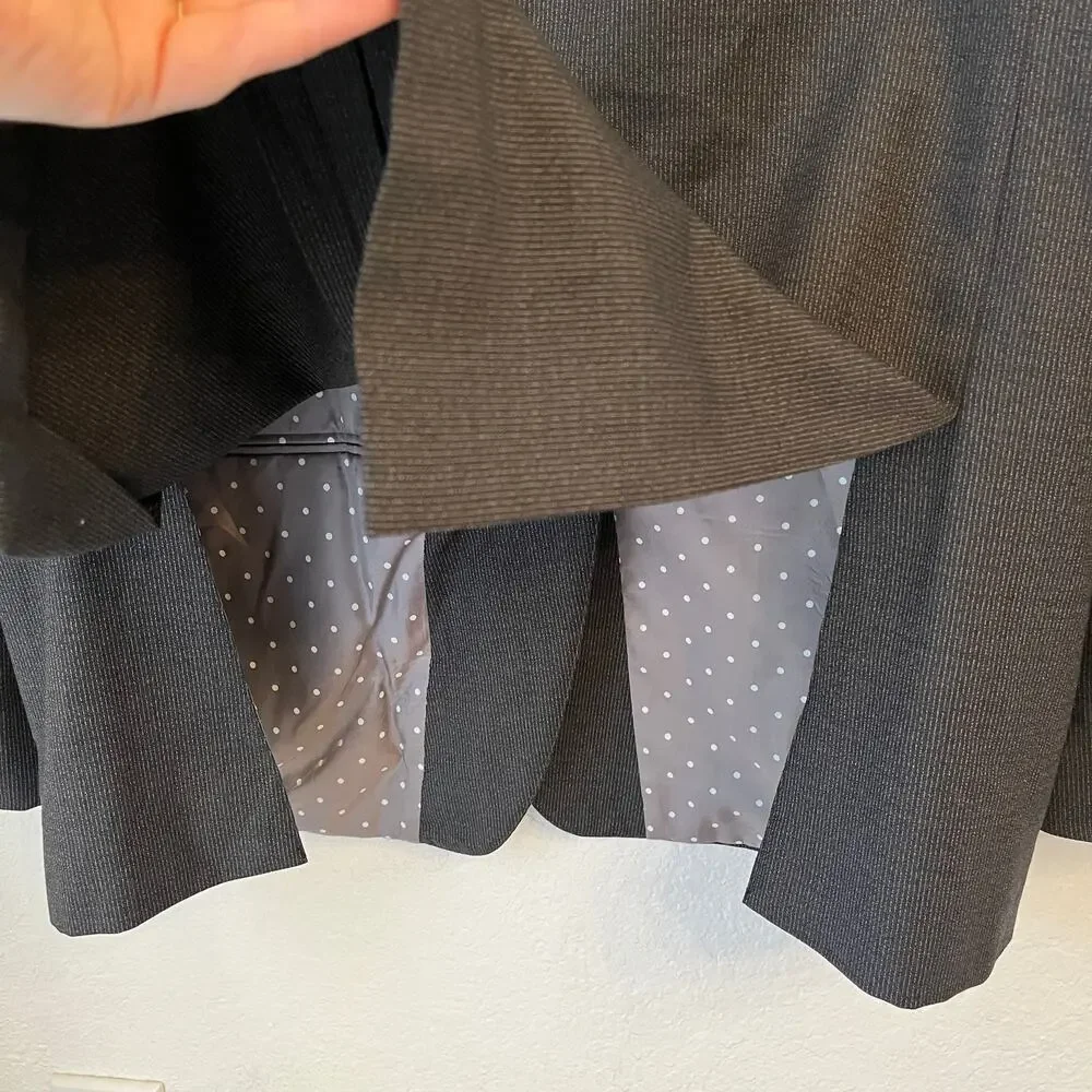 Indochino Mens Blazer‎ Bespoke 43L Wool Stretch Charcoal Pinstripe Surgeon Cuffs